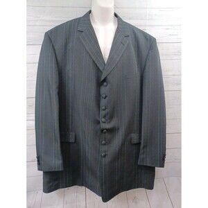 Zacchi Classico Italiana Black Blazer Zoot Mens 50L Sport Coat Jacket Pinstripe